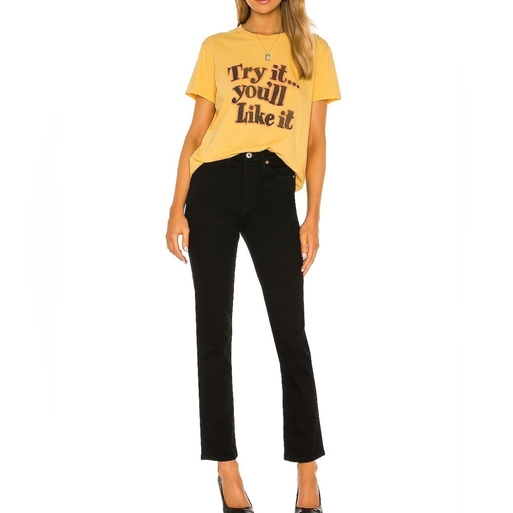 RE/DONE Originals 80s Slim Straight Button Fly Jeans Jet Black Women’s 26